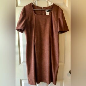 Sunshine Starshine Brown Snakeskin Print 2 Pleat Front Midi Knit Dress Sz 15 16